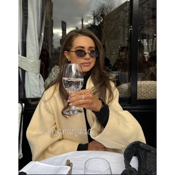 Zara Oversized Wool Blend Coat Cream Size L - Picture 15 of 17